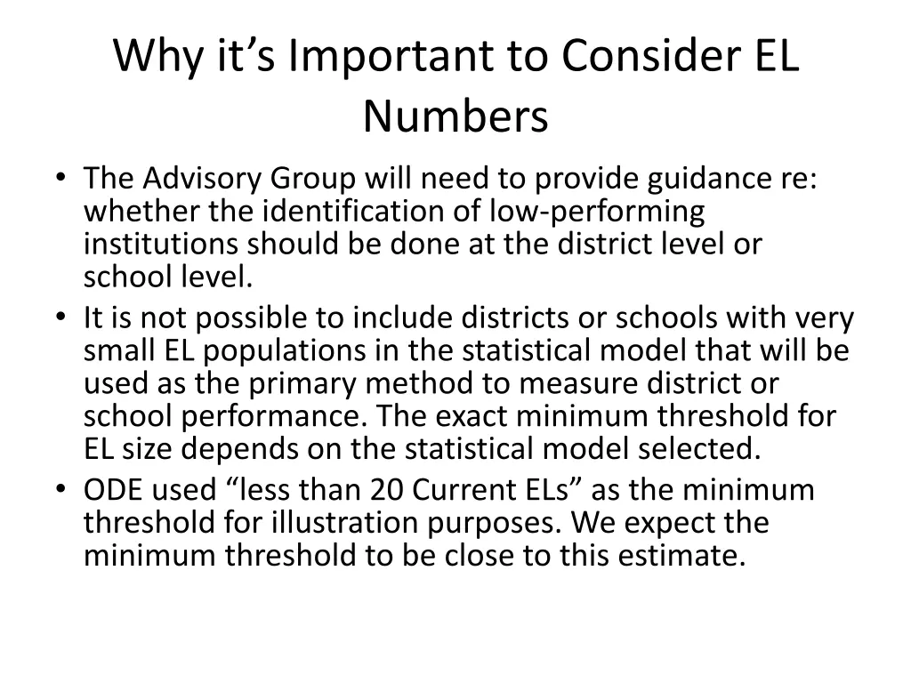 why it s important to consider el numbers