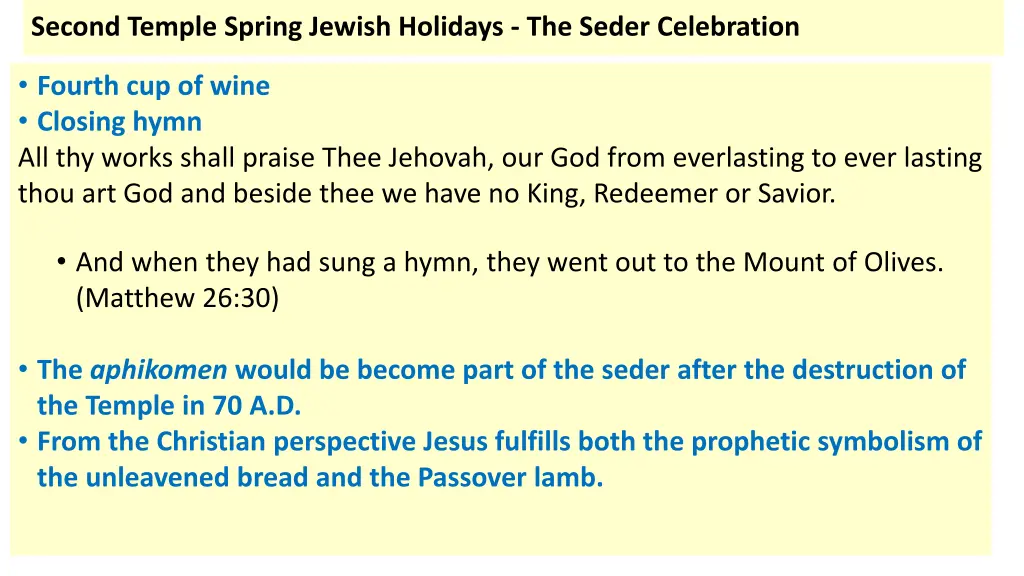 second temple spring jewish holidays the seder 5