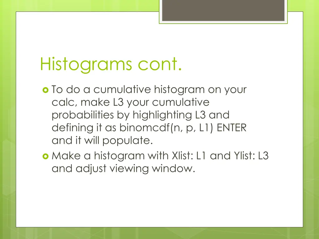 histograms cont