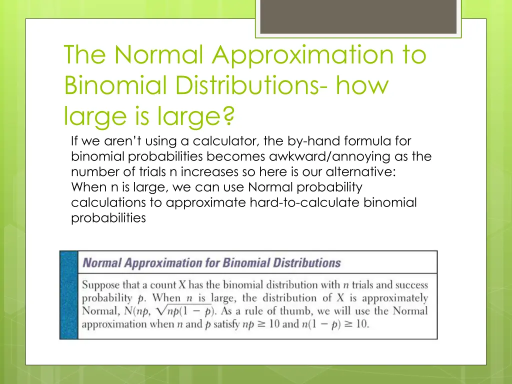 the normal approximation to binomial