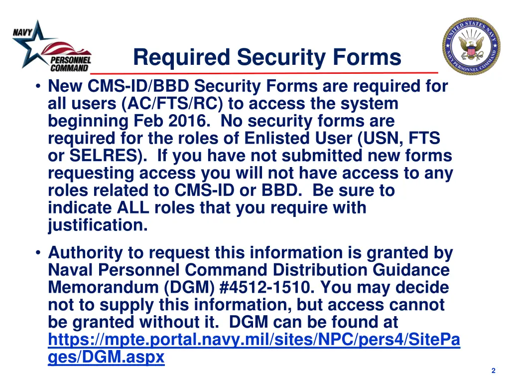 required security forms new cms id bbd security