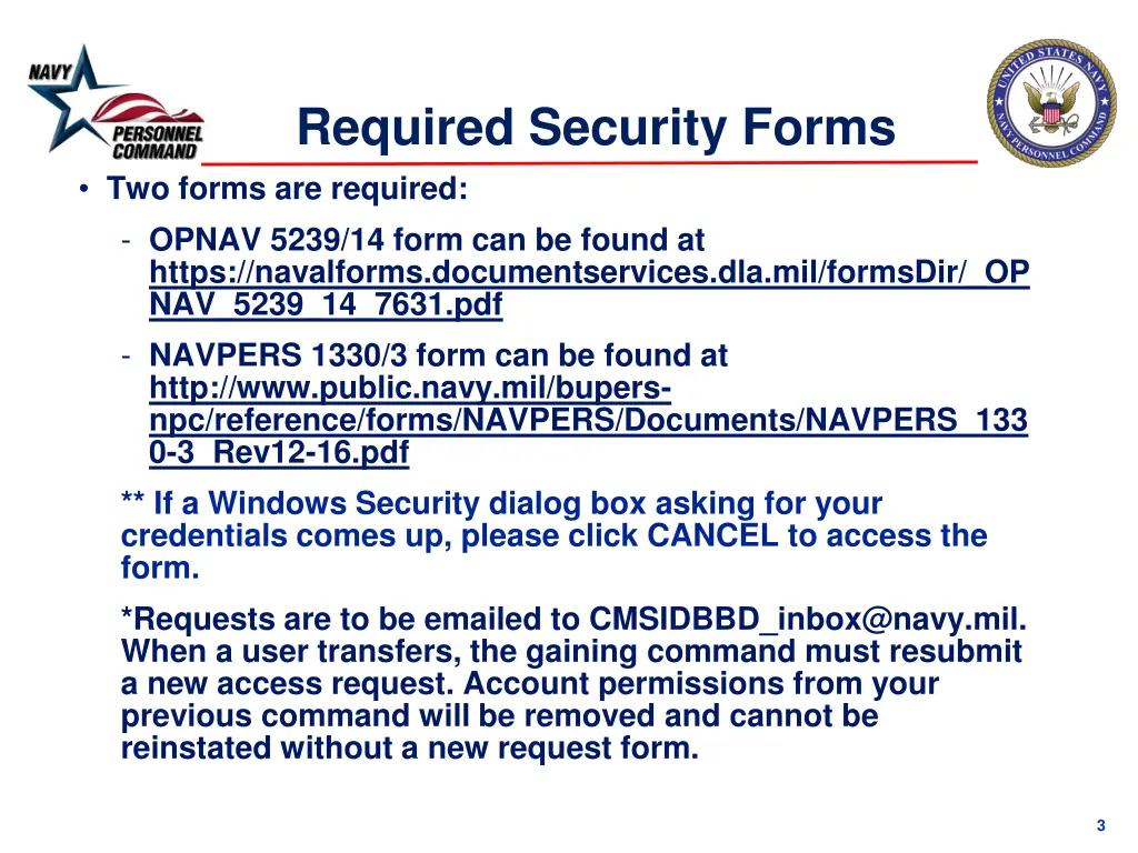 required security forms two forms are required