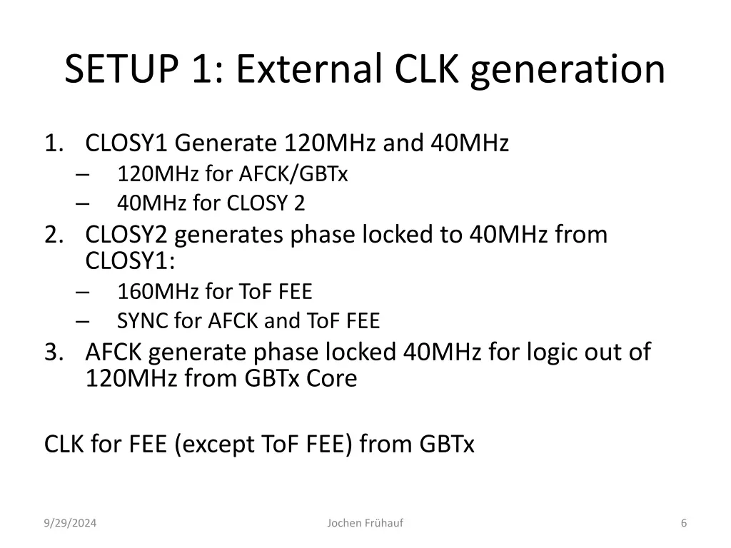 setup 1 external clk generation