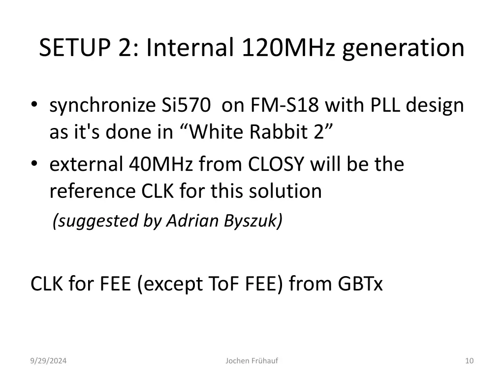 setup 2 internal 120mhz generation