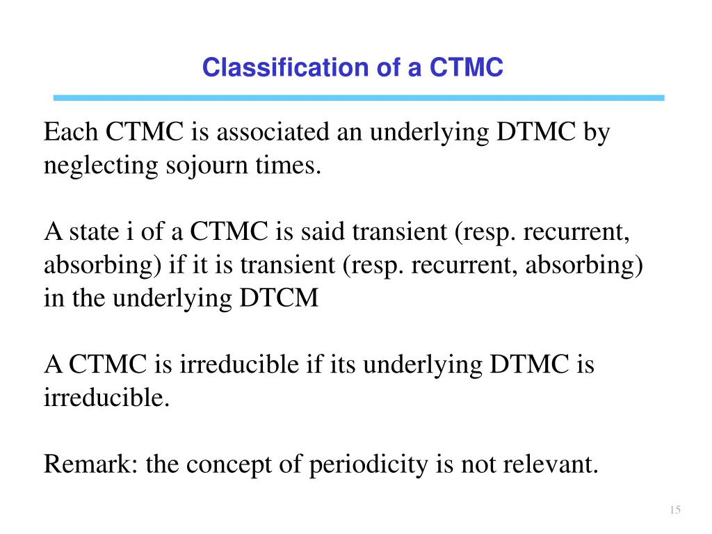 classification of a ctmc