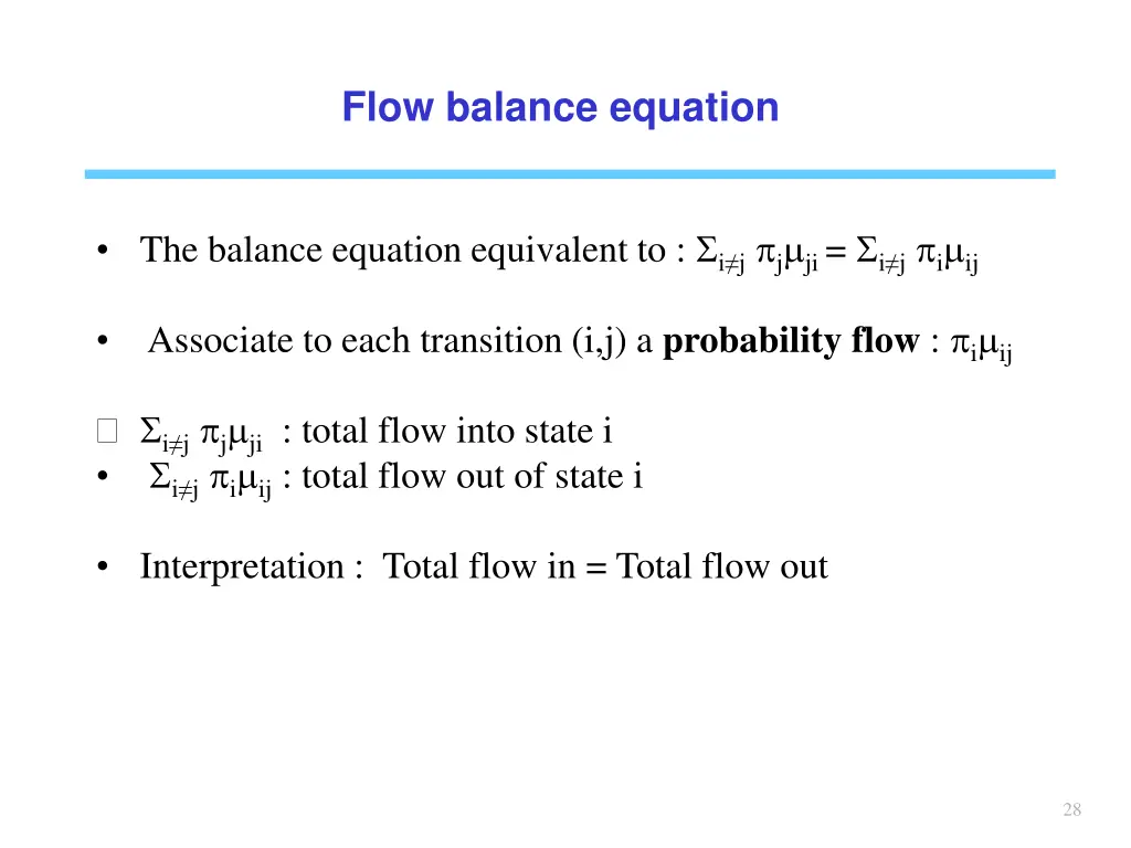 flow balance equation