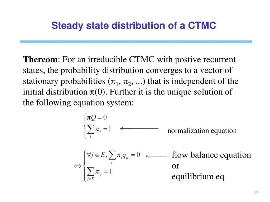 steady state distribution of a ctmc