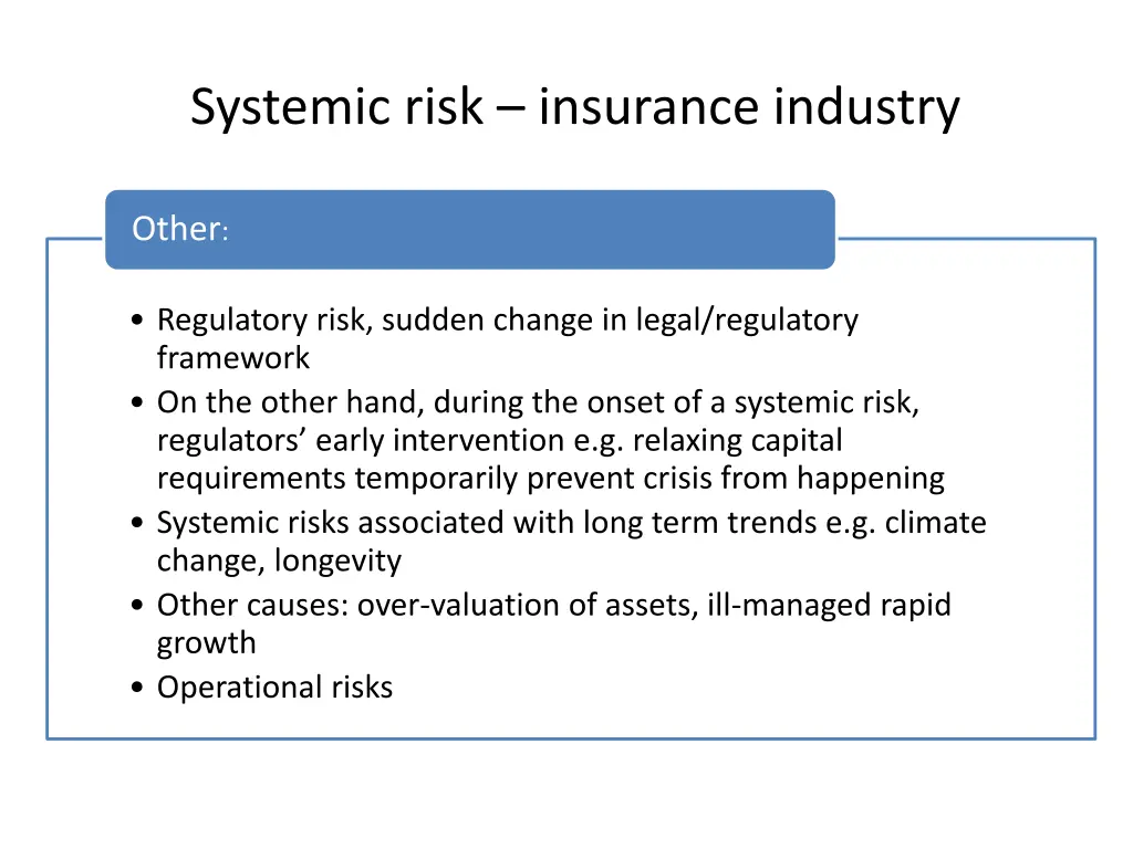 systemic risk insurance industry 6