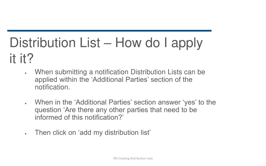 distribution list how do i apply it it when