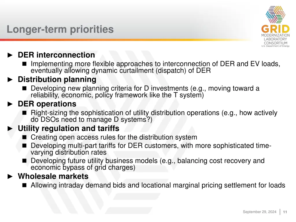 longer term priorities