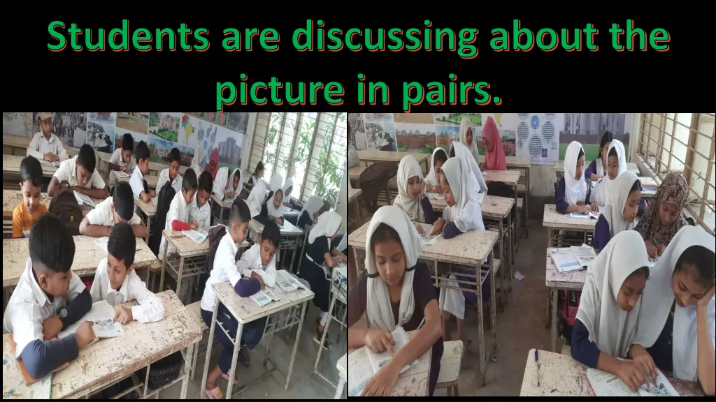 students are discussing about the picture in pairs