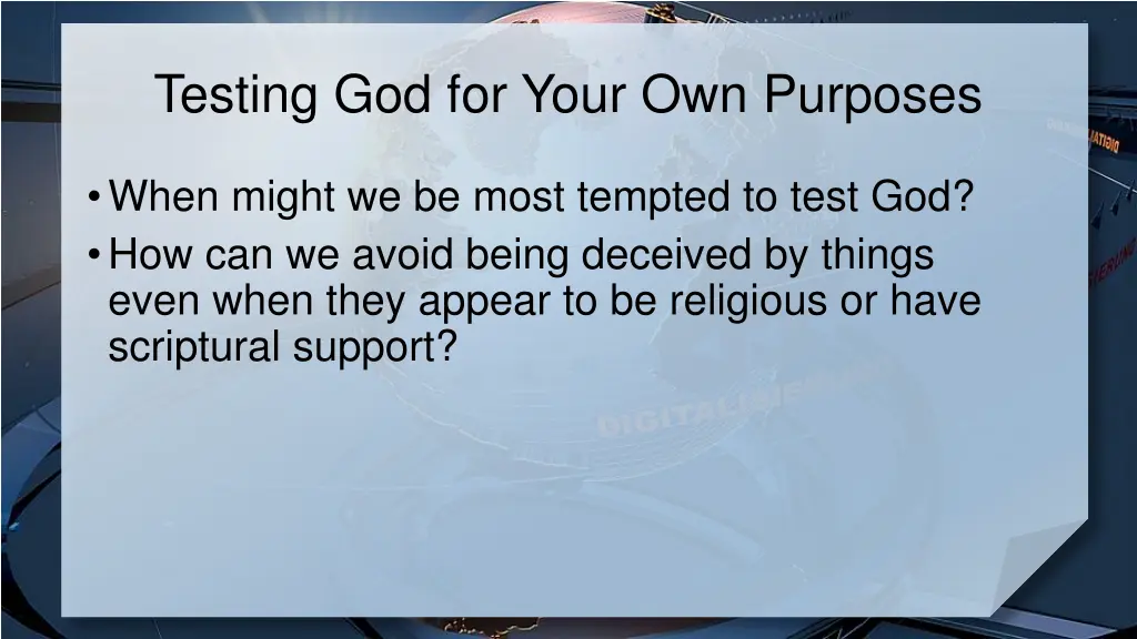 testing god for your own purposes 2