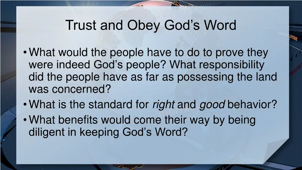 trust and obey god s word 1