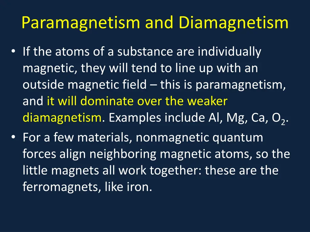 paramagnetism and diamagnetism