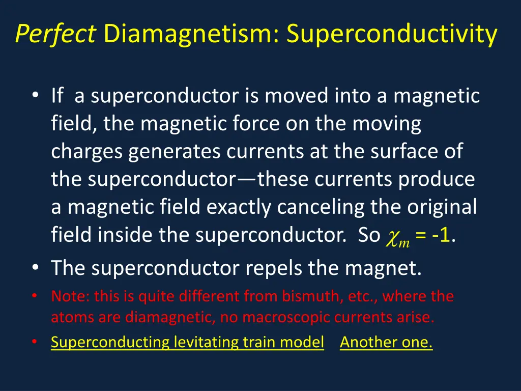 perfect diamagnetism superconductivity