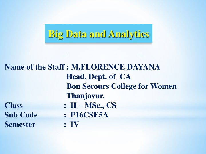 big data and analytics