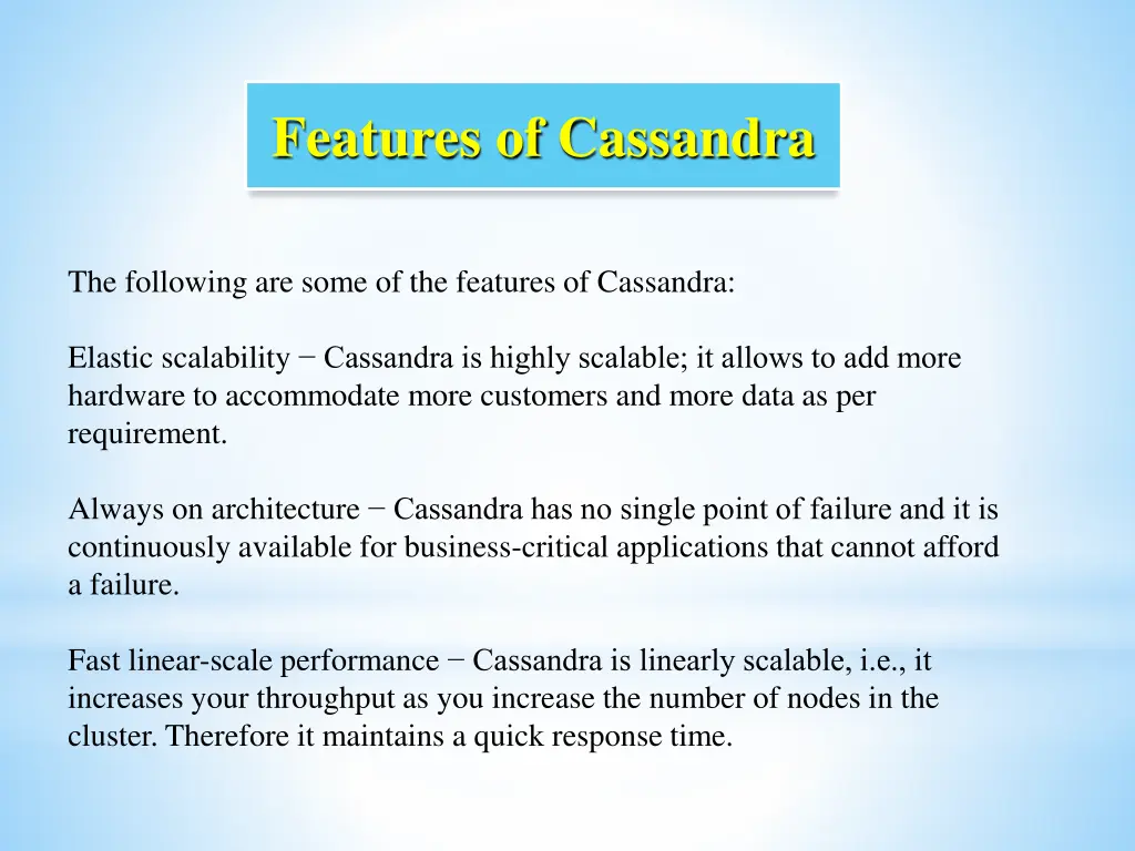 features of cassandra