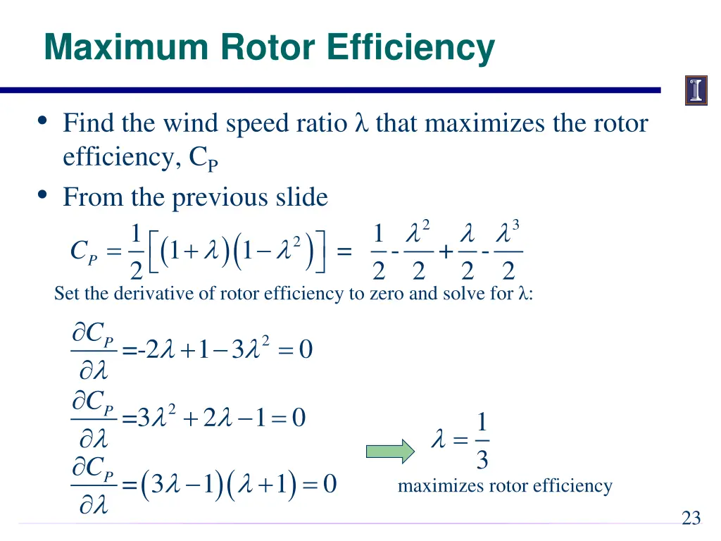 maximum rotor efficiency 2