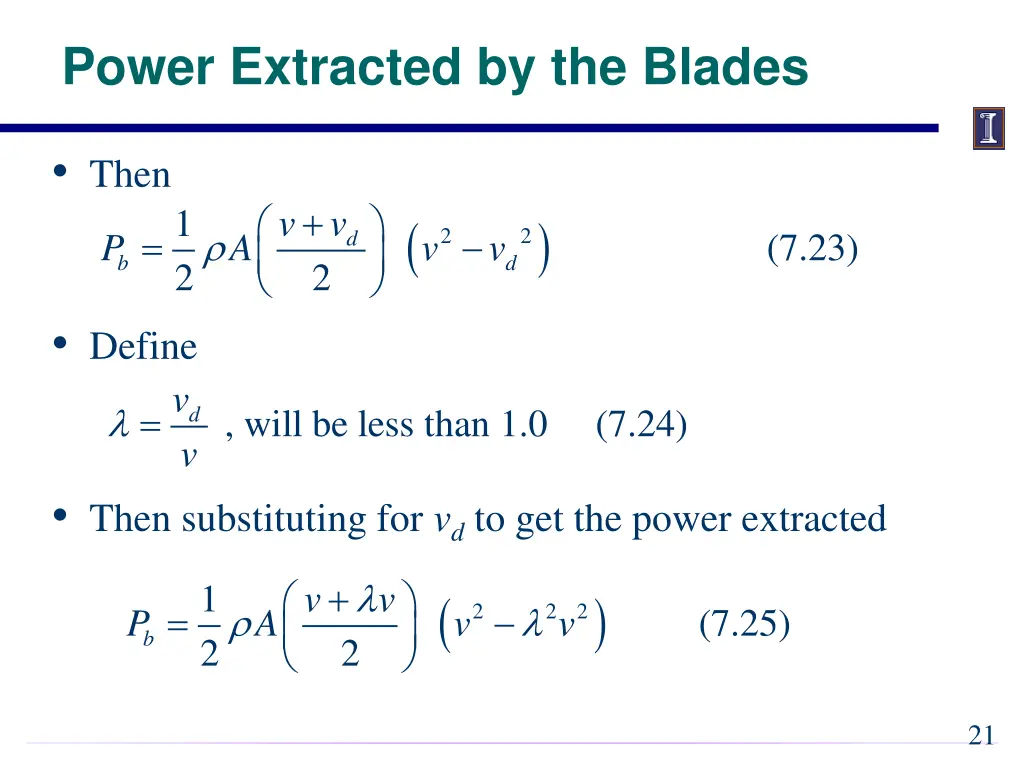 power extracted by the blades 1