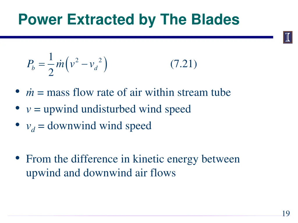 power extracted by the blades