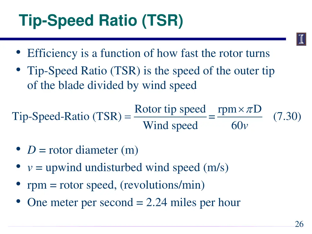 tip speed ratio tsr