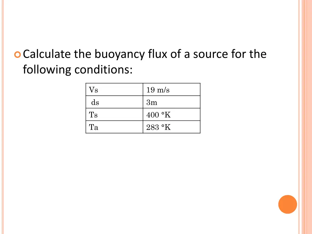 calculate the buoyancy flux of a source