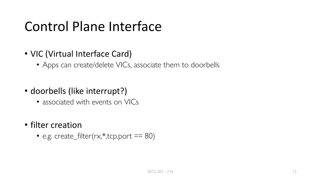 control plane interface