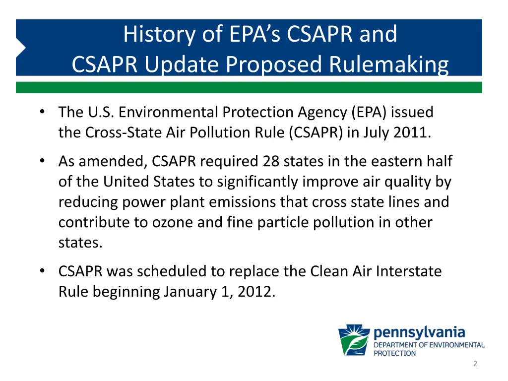 history of epa s csapr and csapr update proposed