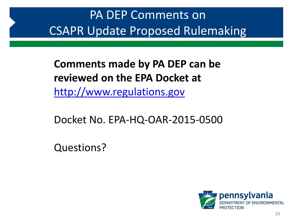 pa dep comments on csapr update proposed 10