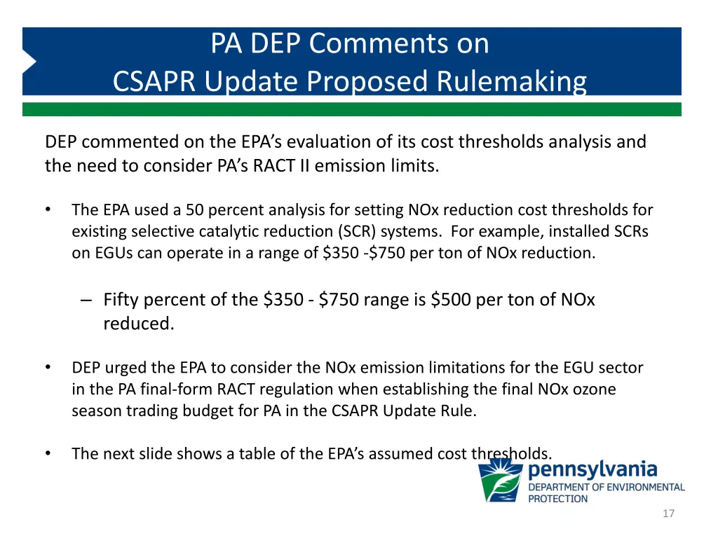 pa dep comments on csapr update proposed 2