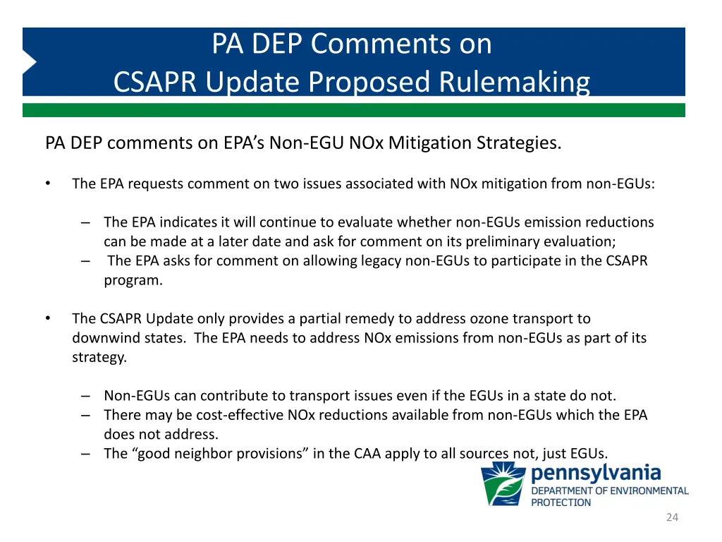 pa dep comments on csapr update proposed 8