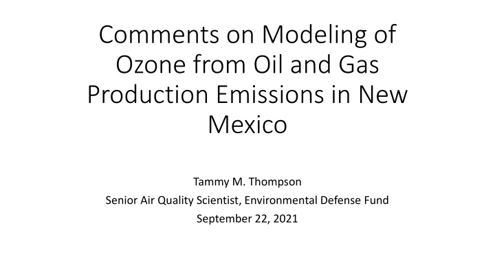 comments on modeling of ozone from