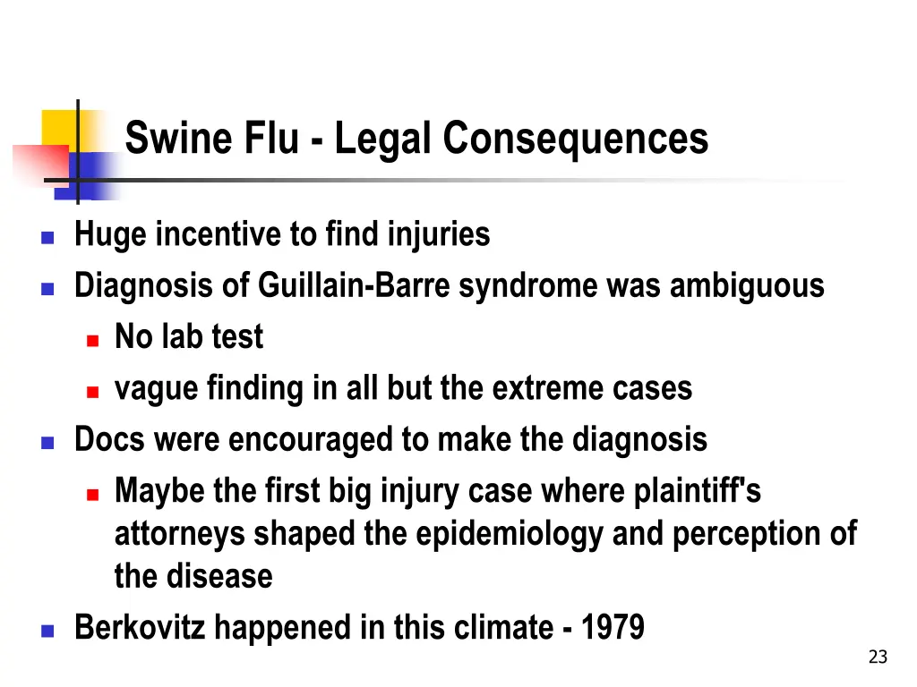 swine flu legal consequences