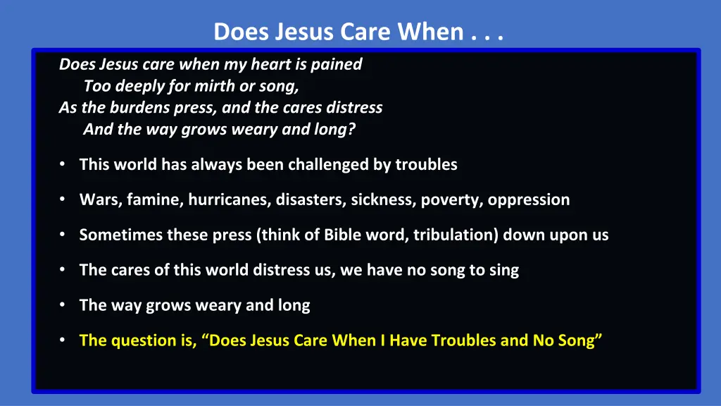 does jesus care when 1