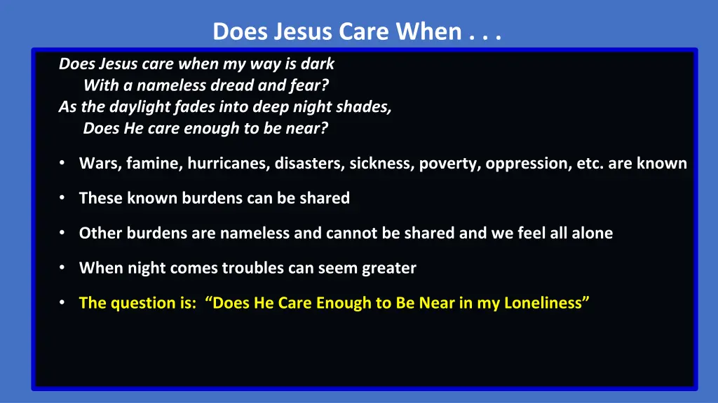 does jesus care when 3