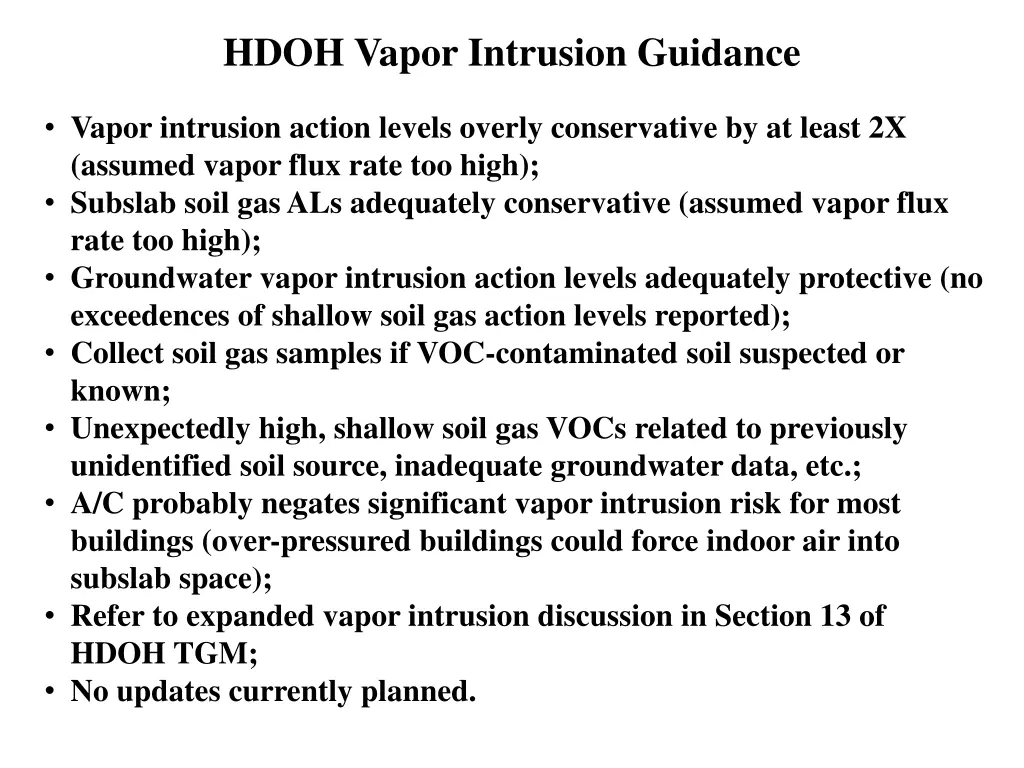 hdoh vapor intrusion guidance