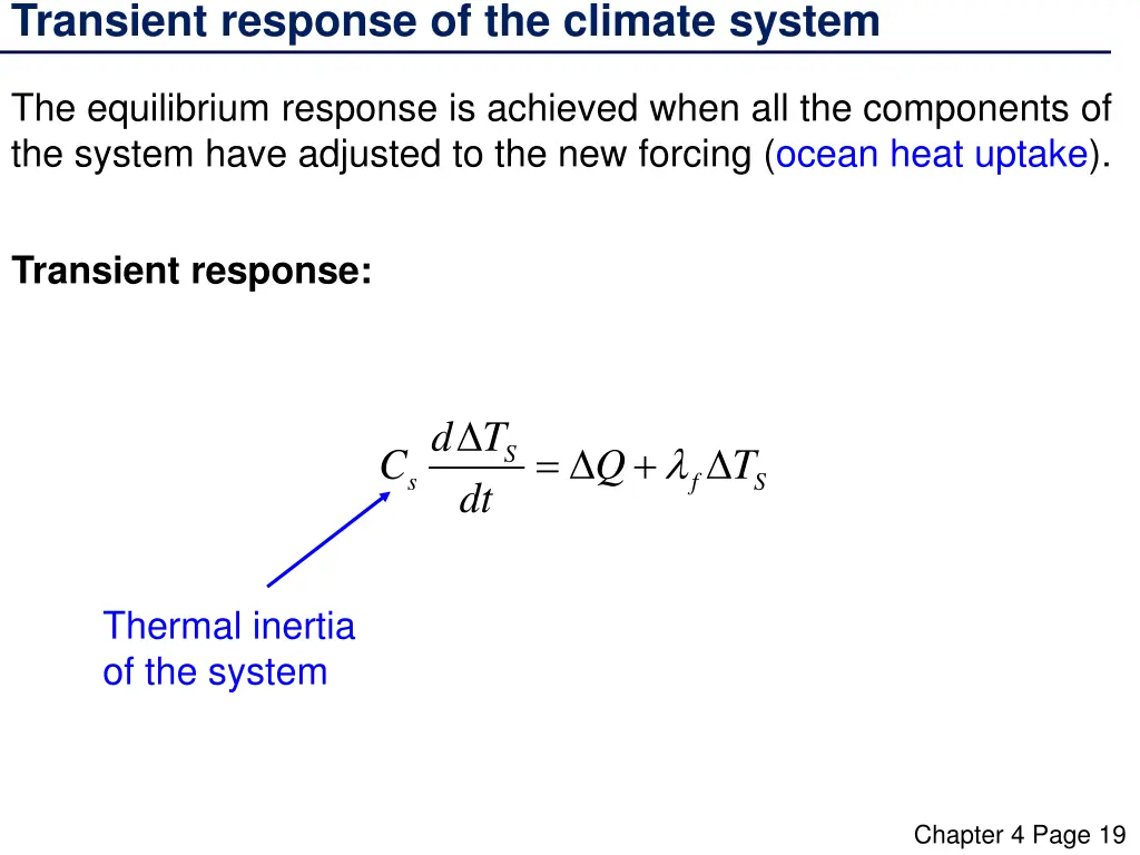 transient response of the climate system