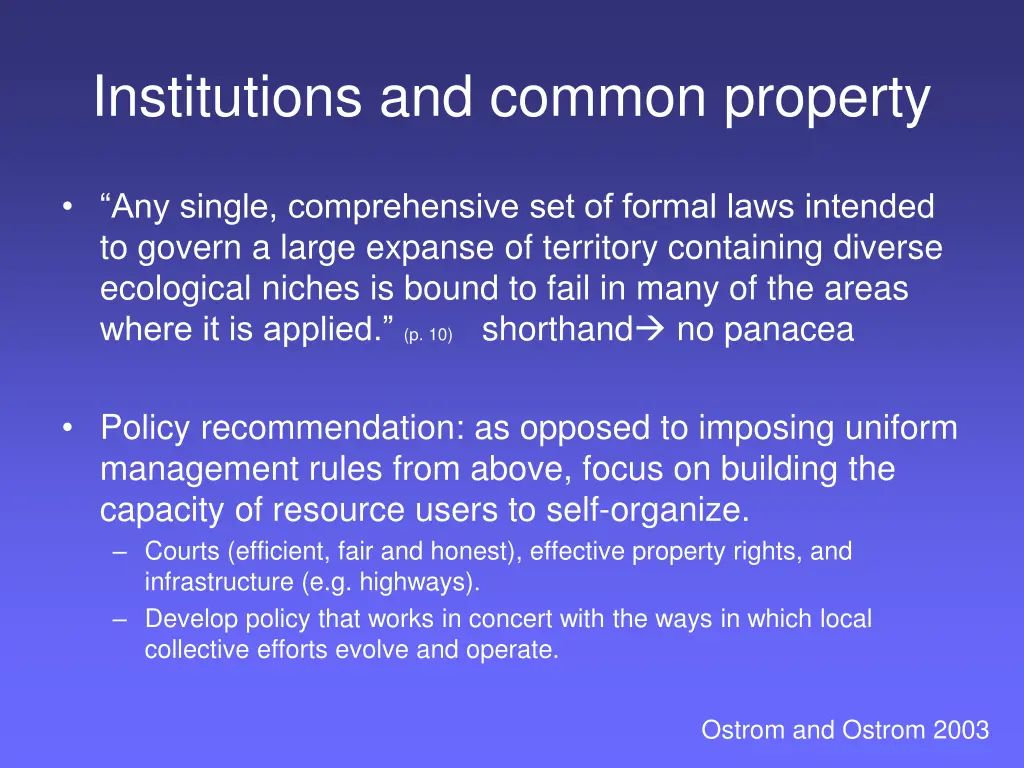 institutions and common property 1