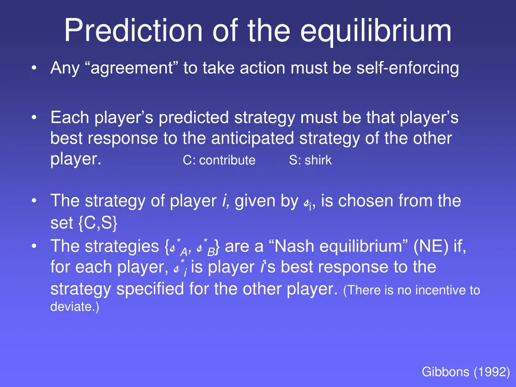 prediction of the equilibrium