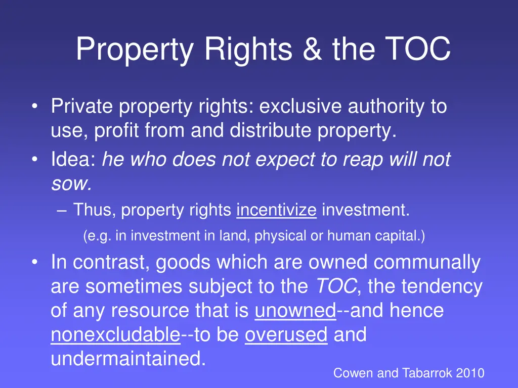 property rights the toc