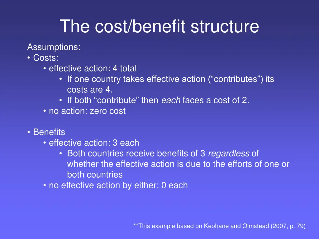 the cost benefit structure