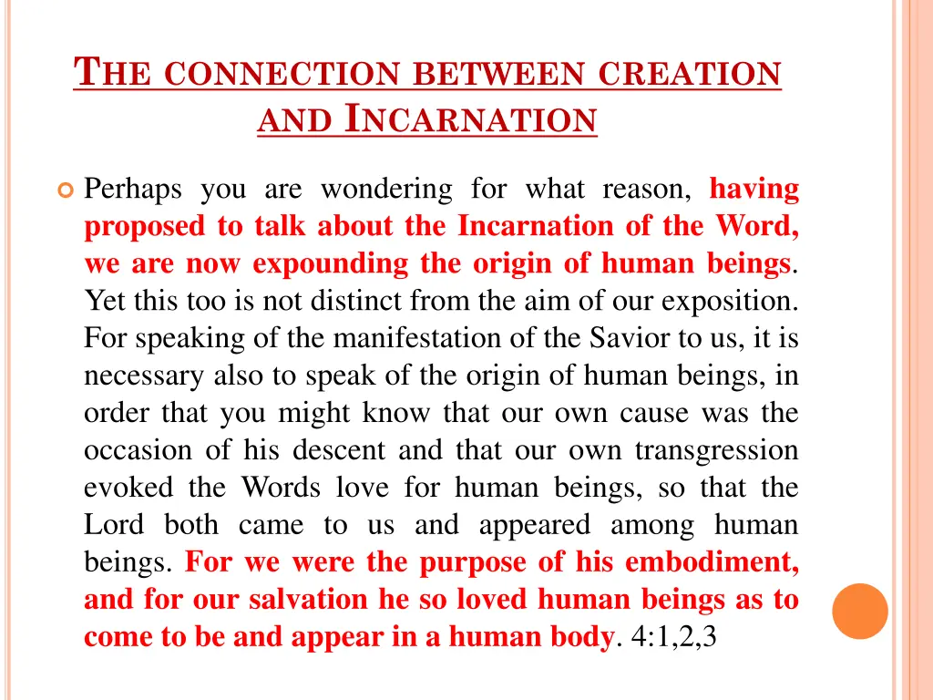 t he connection between creation and i ncarnation