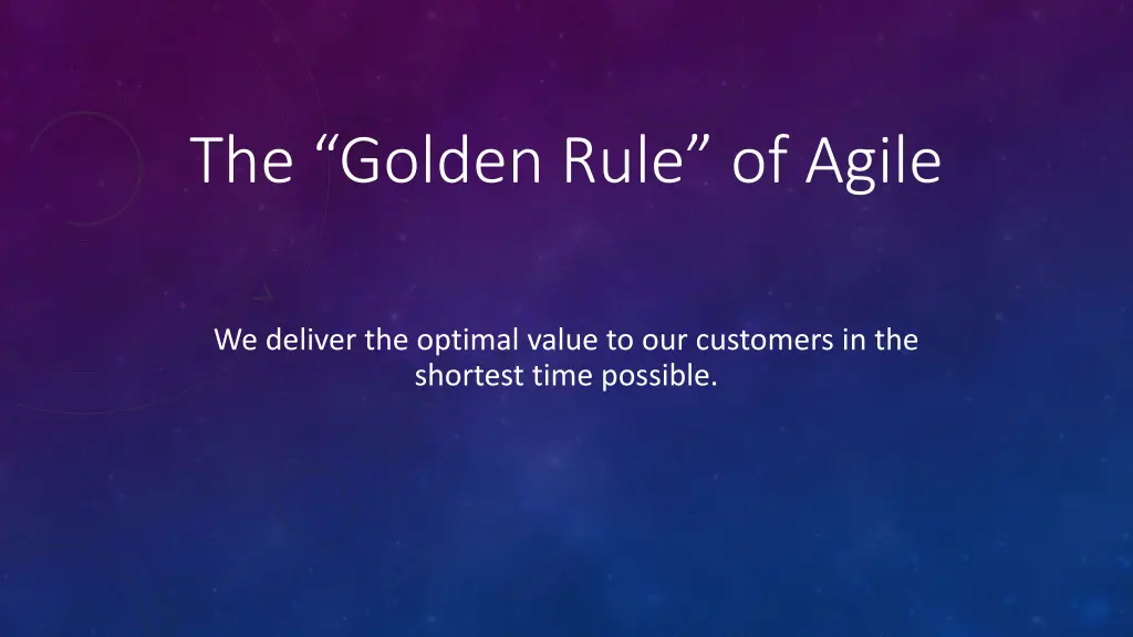 the golden rule of agile 2