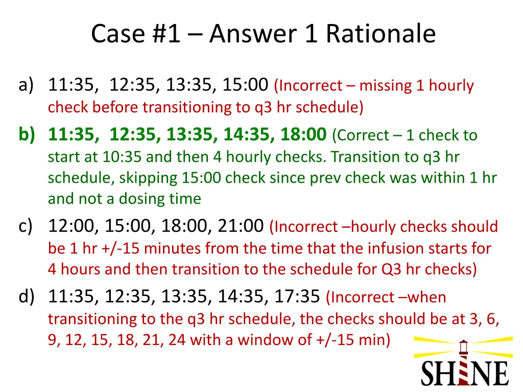 case 1 answer 1 rationale