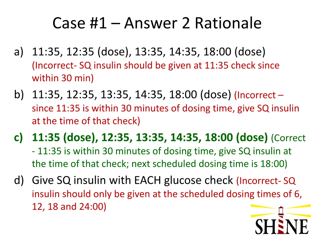 case 1 answer 2 rationale