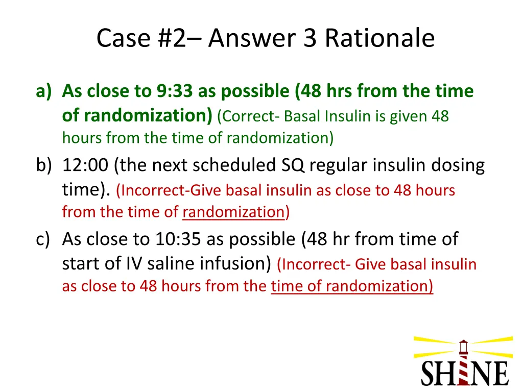 case 2 answer 3 rationale