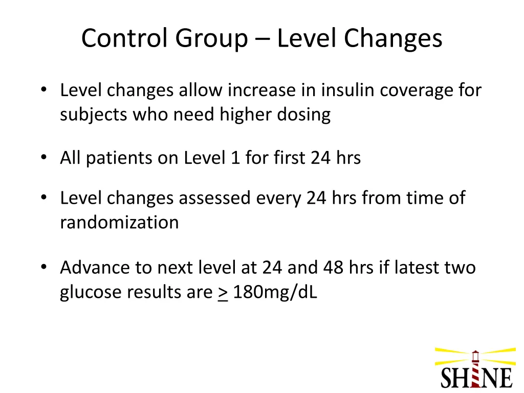 control group level changes