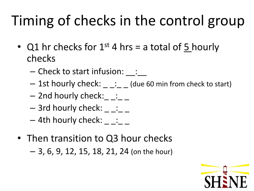 timing of checks in the control group