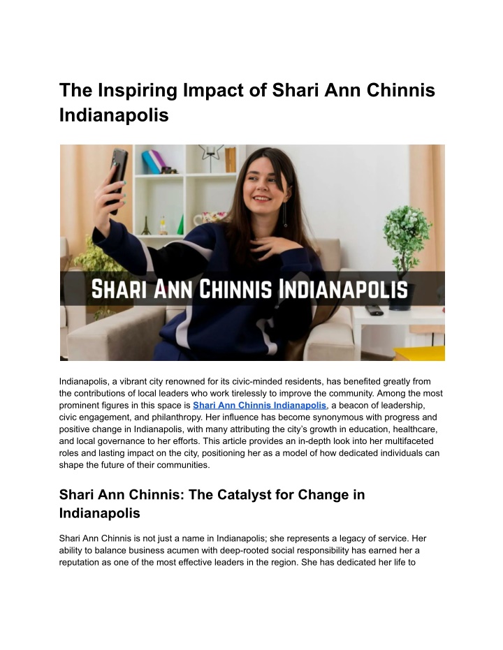 the inspiring impact of shari ann chinnis