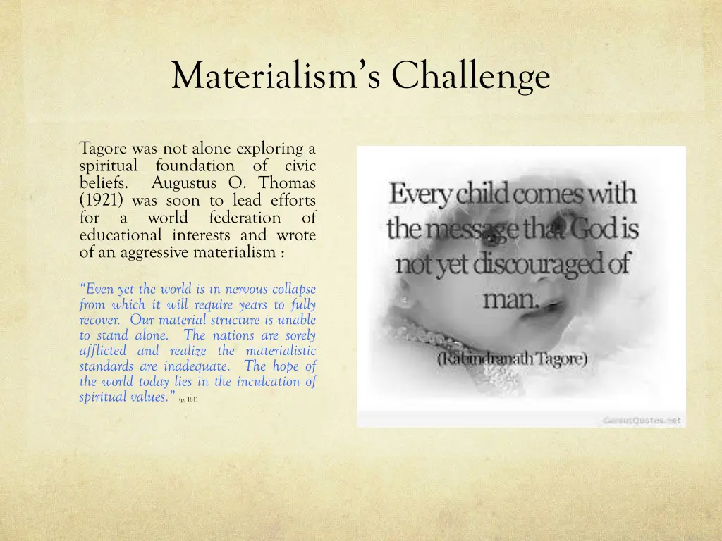 materialism s challenge